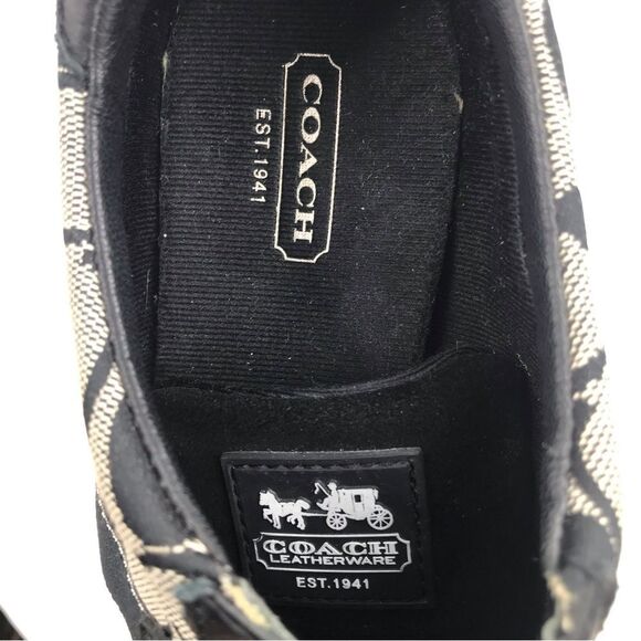 Coach JOSS Black Suede Gray Signature Monogram Canvas Lace Up Casual Sneakers - Picture 12 of 15